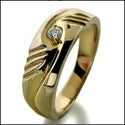 Mens Single Small Round Stone Cubic Zirconia CZ Wedding Band