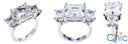 3 Stone 5 Ct Princess 2.5 Cubic Zirconia Cz Ring