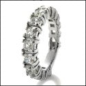 Wedding Sizable Eternity Style Princess Cubic Zirconia Prong Set Band 14K White Gold