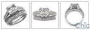 2.5 Asscher Cubic Zirconia Center Engagement Ring Fitted Pave Cz Band 14K W Gold