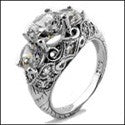 Anniversary 3.25 TCW Round Engraved Ct Pave Cubic Zirconia Cz Ring