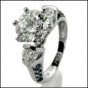 Engagement 1.5 Round Center Sapphire Pave Cubic Zirconia Cz Ring