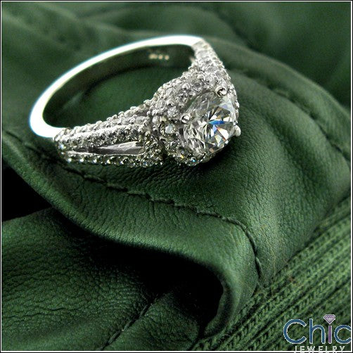 Engagement .75 Round Center 1 Ct Pave Cubic Zirconia Cz Ring