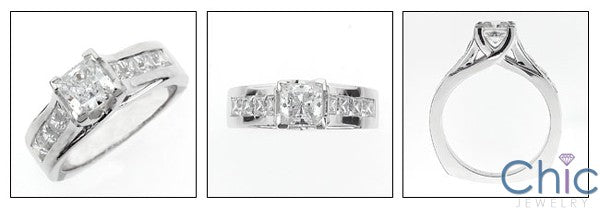 Engagement Princess 1 Ct Channel Ct Euro Shank Cubic Zirconia Cz Ring
