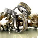 Mens Titanium 2 gold Stripes Band