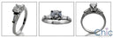 Engagement 0.50 Ct Round Tapered Baguettes Cubic Zirconia Cz Ring