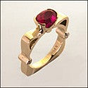 Estate Oval Ruby Euro Shank Cubic Zirconia Cz Ring