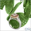 High Quality 1 Carat Asscher CZ Rose Gold Halo Two Tone Plain Band Cubic Zirconia Engagement Ring