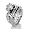 Matching Set Round 2 Ct Center Channel Princess Euro Cubic Zirconia Cz Ring