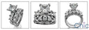 Matching Set 4.7 TCW Princess Ct Wedding Cubic Zirconia Cz Ring