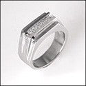 Princess Cubic Zirconia Wedding Band For Men 14K White Gold