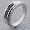 Mens .75 Princess Channel 7.5 MM Cubic Zirconia CZ Wedding Band