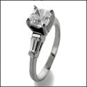 Engagement Half Ct Asscher Ct tapered baguettes Cubic Zirconia Cz Ring