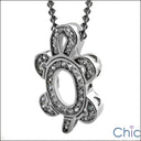 Cubic Zirconia Cz Turtle Charm in Pave Set Round Pendant