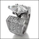 Engagement 2 Ct Marquise Ct Wide HCt Engraved Shank Cubic Zirconia Cz Ring