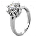 Solitaire 1.25 Round Center Bezel set Stone Prongs Cubic Zirconia Cz Ring