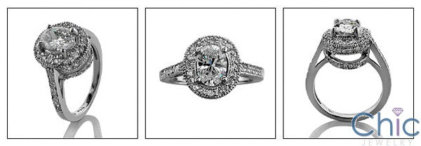 Estate 1.25 Oval Halo Ct Pave Cubic Zirconia Cz Ring