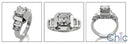 Estate Asscher 1 Ct Center Baguettes Cubic Zirconia Cz Ring