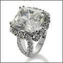 5 Carat Radiant Cubic Zirconia in Halo Platinum Engagement Ring