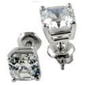 1.5 TCW Asscher Screw Back Cubic Zirconia CZ Earrings