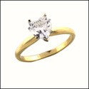 Solitaire .75 Heart Center Engagement Cubic Zirconia Cz Ring