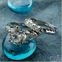 Matching Set 1.5 Round Center Sapphire Pave Cubic Zirconia Cz Ring