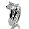 Radiant 1.5 Carat Cubic Zirconia Matching Engagement Ring Set 14K White Gold
