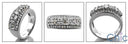Cubic Zirconia Baguette Round Combination 2 Carat Total Anniversary Band 14K Solid White Gold