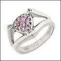 Fine Jewelry 0.25 Pink Round in Pave Cubic Zirconia Cz Ring
