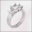 3 Stone 1.5 TCW Princess Heart Prongs Cubic Zirconia Cz Ring