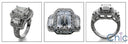 Engagement Emerald 3 Ct . Center Pave Cubic Zirconia Cz Ring
