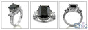 Engagement 3 Ct Black Emerald Cubic Zirconia Cz Ring