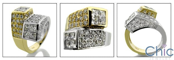 Anniversary Two Tone Invisible Pave Cubic Zirconia Cz Ring