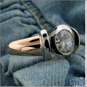 Solitaire 1.25 Round Stone in Bezel Two Tone Cubic Zirconia Cz Ring