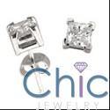 2.5 Carat Total Princess Studs Cubic Zirconia CZ Earrings