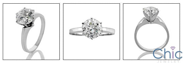 Solitaire 2 Ct Round 6 Prong Tiffany Style Cubic Zirconia Cz Ring