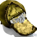 1.5 Round Center Canary Sides Stones Cubic Zirconia 3 Stone Ring 14k White Gold