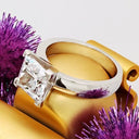 Solitaire Princess Cut CZ 2.5 Carat Ring White Gold