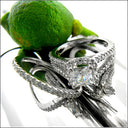Matching Set .40 Bezel Round Flower Top fitted Cubic Zirconia Cz Ring