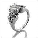 Engagement 1.25 Ct Round CZ Center Heart Shapes Cubic Zirconia Cz Ring