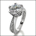 Engagement 2.5 Ct Round Center Cubic Zirconia Cz Ring with Micro Pave setting