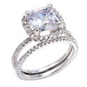 Matching Set Cushion 3 Ct Halo Ct Dainty Cubic Zirconia Cz Ring