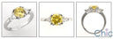 3 Stone Cubic Zirconia Ring 1.25 Round CanaryTriangles Cz 14K W Gold Ring