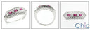 CZ Ruby Baguettes Round Cubic Zirconia 14K White Gold Ring