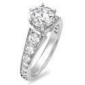 Engagement 1.25 Round Center Tiffany Style Setting Cubic Zirconia  Ring Graduate Sides 14K White Gold