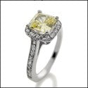 Engagement 1.25 Canary Cushion Pave Cubic Zirconia Cz Ring