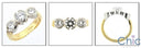 3 Stone CZ Ring  1.5 Round Half Bezels Two Tone 14K Gold