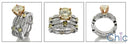 Matching Set 1.5 Light Canary Center In RoSe Gold Prongs Pave Eternity Cubic Zirconia Cz Ring
