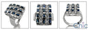 Sapphire Baguette Diamond CZ Cubic Zirconia Channel 14K White Gold Ring