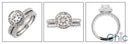 1 Ct Round Cubic Zirconia Engagement Ring Halo Pave Engraved Shank with Matching Cz Wedding Band 14K Gold